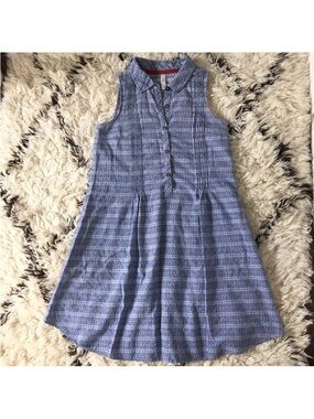 Xhilaration Y2K Blue and White Patterned Sleeveless Mini Shirt Dress